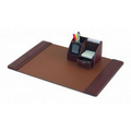 Mocha Brown 2 Piece Leather Desktop Organizer Desk Set